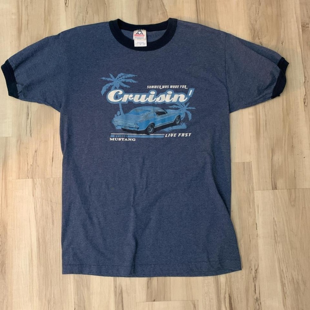 Vintage Y2K Mustang‎ Fastback ringer tshirt Large